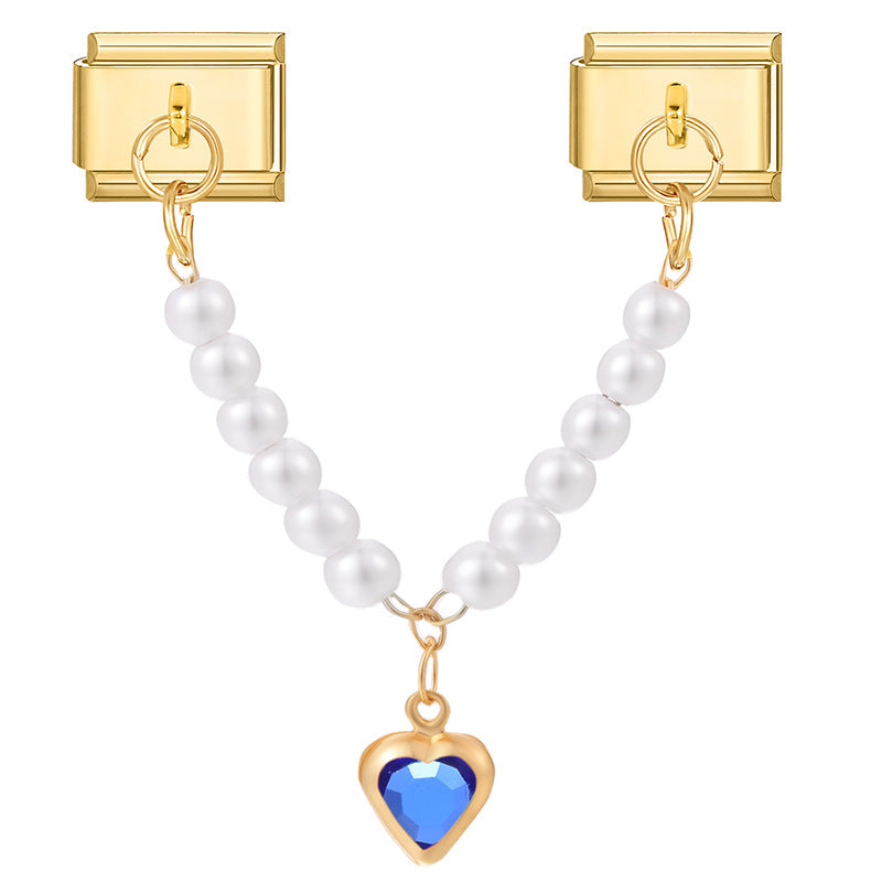 Wholesale  Italian Charm Bracelet 9mm DIY Splicing Light Luxury Double Pendant Stainless Steel Composable Bracelet