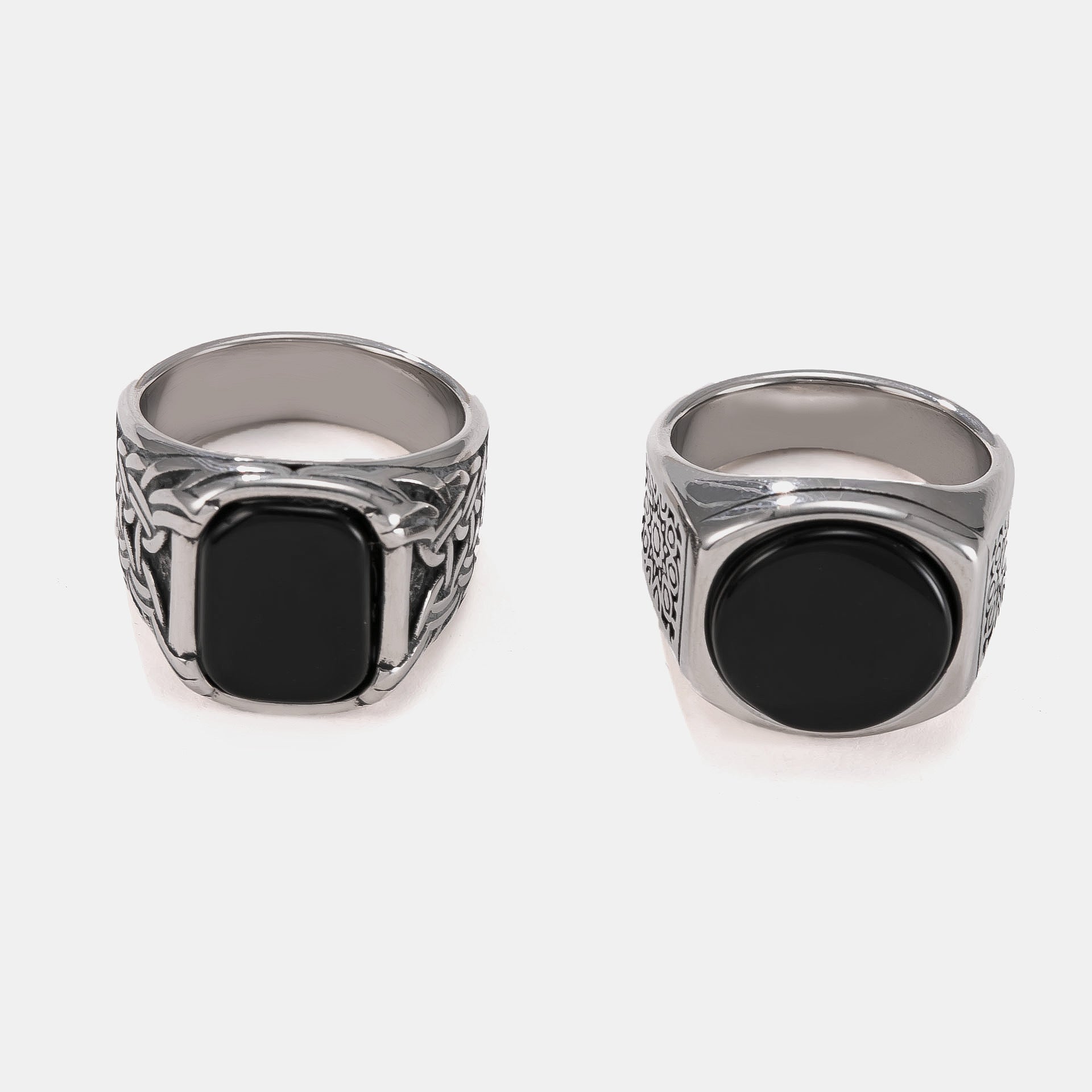 Wholesale Titanium Steel Vintage Punk Geometric Ring Set,  Fashion Accessory for Everyday Wear