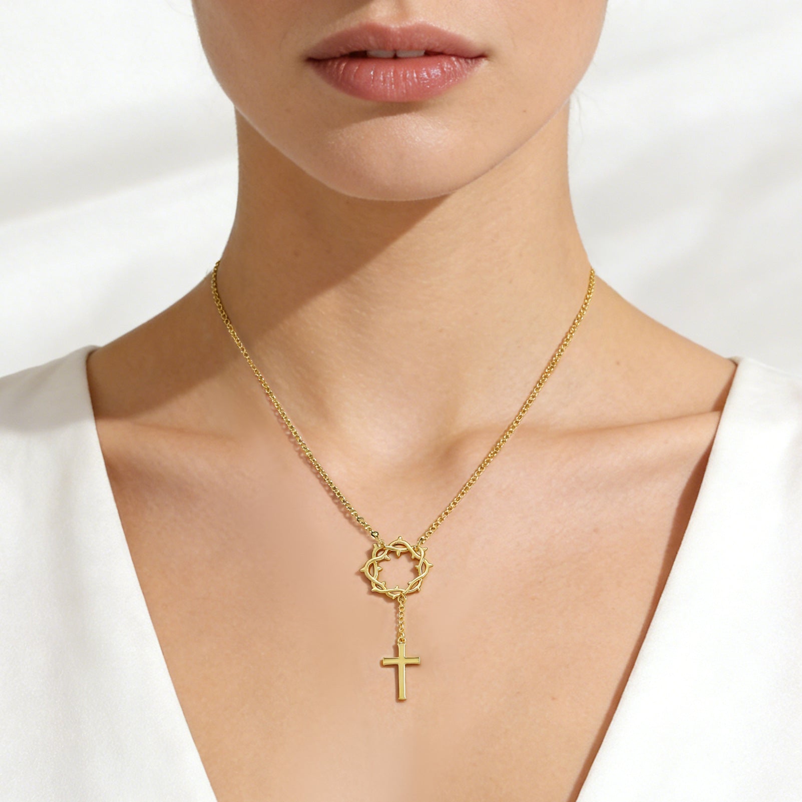 Wholesale Smooth n Cross Tassel Pendant Necklace,  Copper Gold-Plated,  Chic Fashion Accessory for Resale