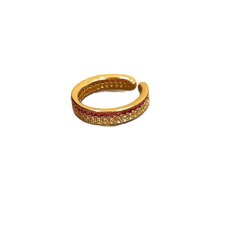 Wholesale Alloy Vintage Zircon Ring Adjustable Women' s Fashion Accessory