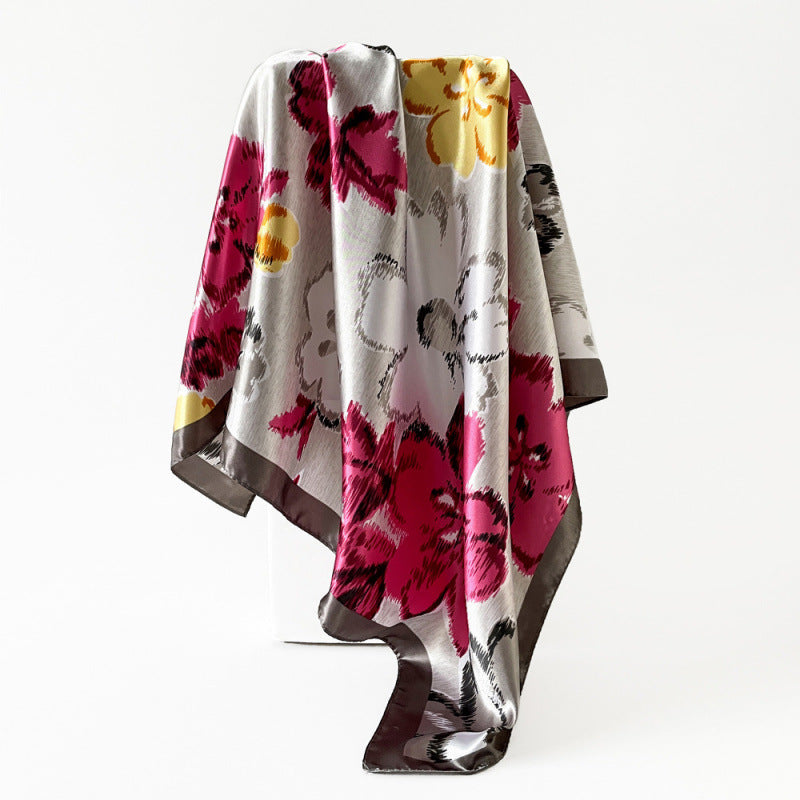 Wholesale 90cm satin printed large square silk scarf