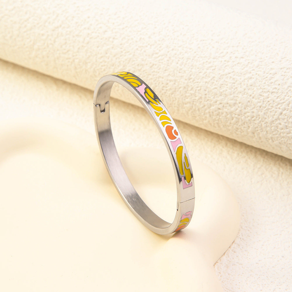 Wholesale Niche Light Luxury Stainless Steel Enamel Oil Drip Bracelet ACC-BT-RuiX005