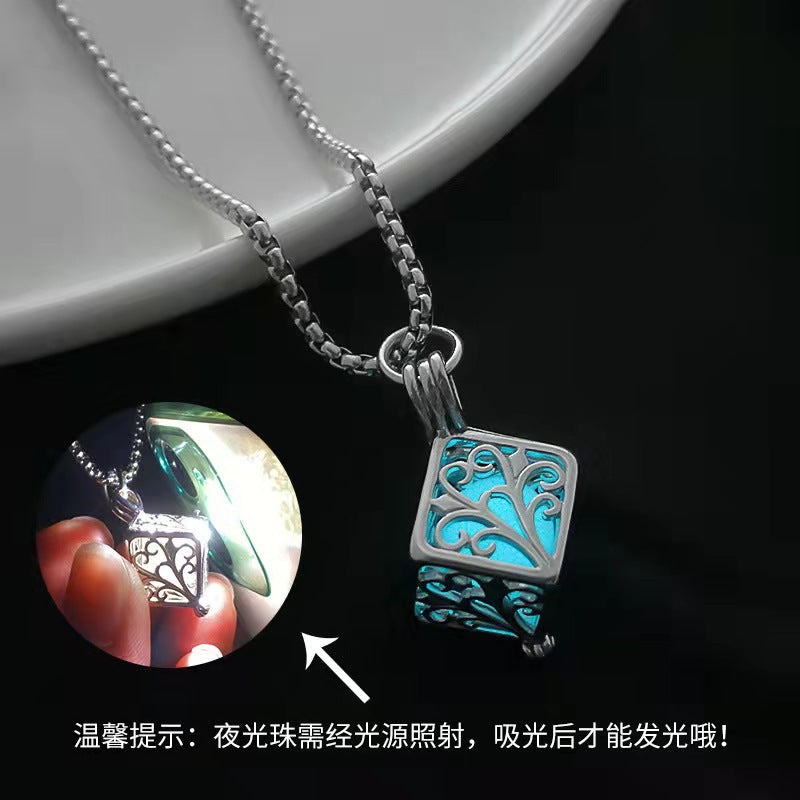 Wholesale Hollow life tree four-sided luminous necklace Men Necklaces
