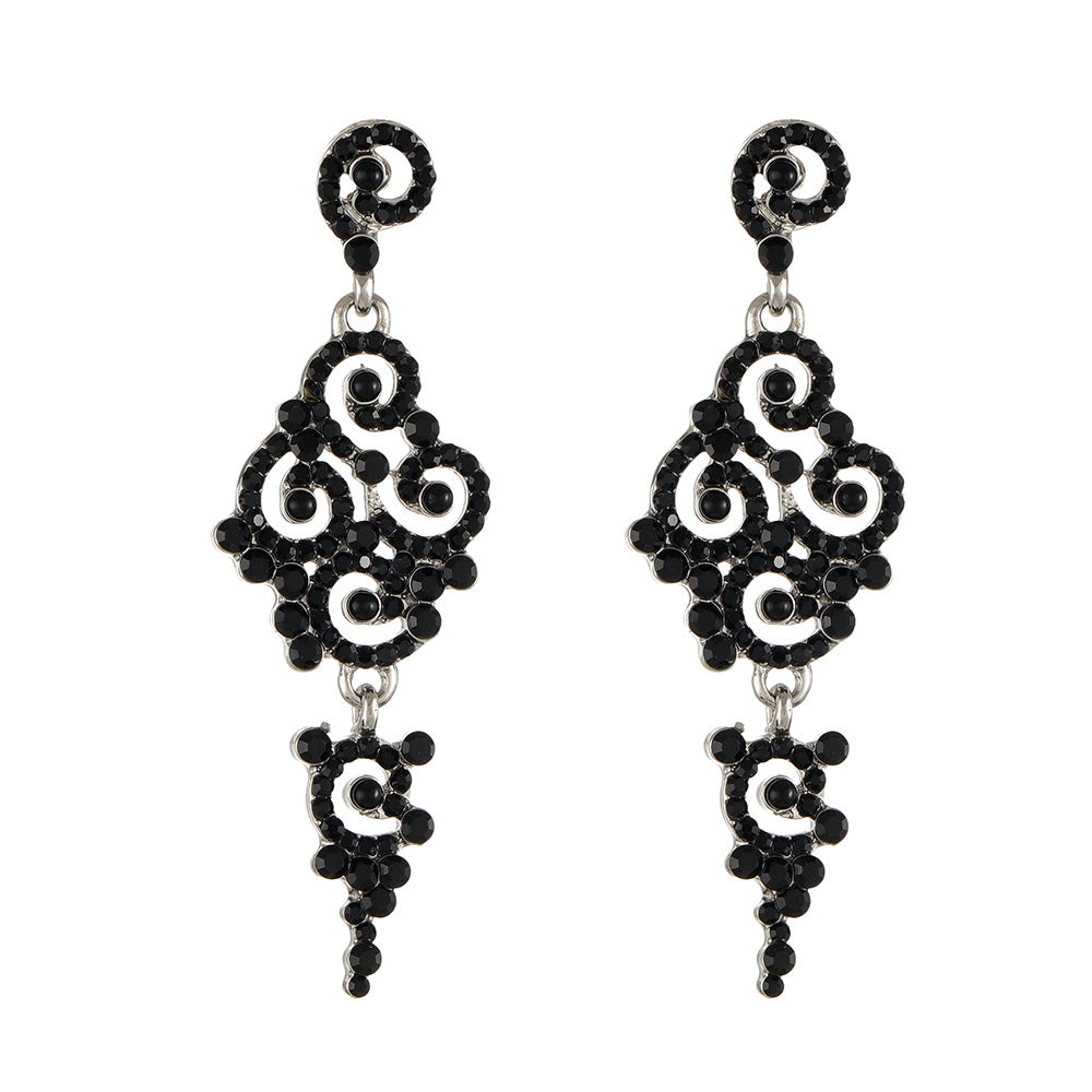 Wholesale Alloy Cut Out Diamond Long Earrings,  Retro Style Fashion Jewelry,  Everyday Wear Gift for Women