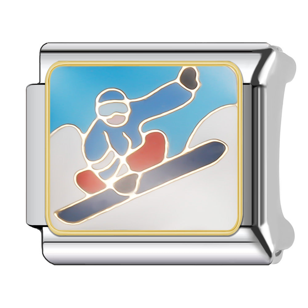 Wholesale Italian Charm Bracelet 9mm DIY Splicing Leisure Sports Stainless Steel Composable Bracelet