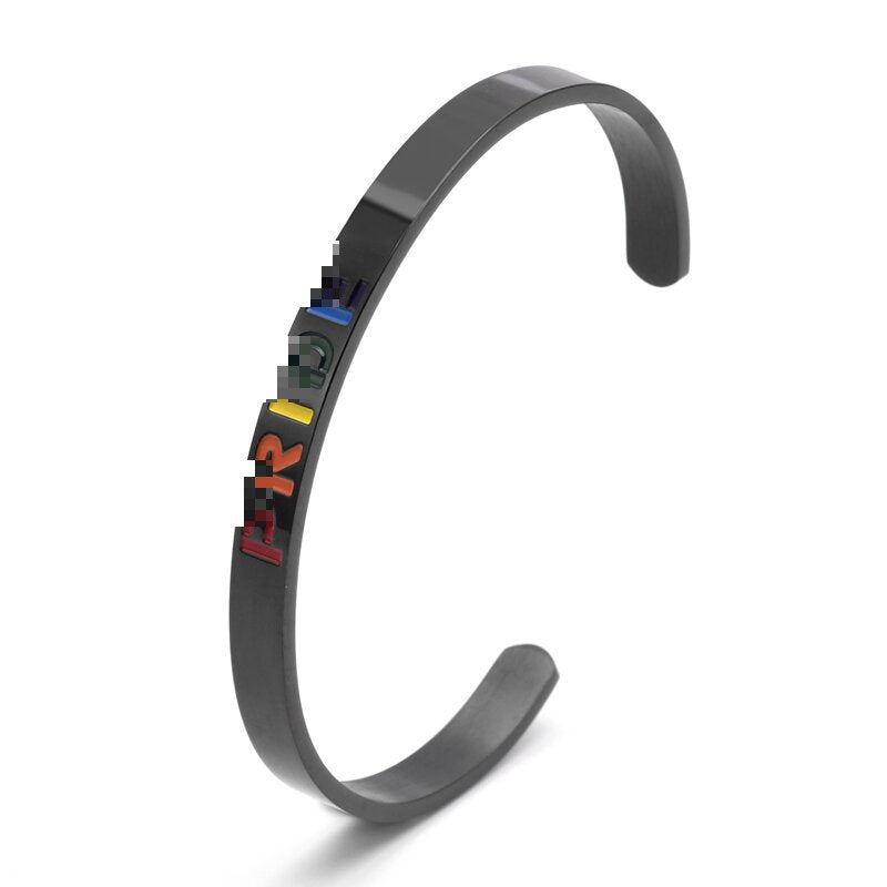 Bracciale aperto a sei colori lucido a forma di C in acciaio al titanio aperto all'ingrosso