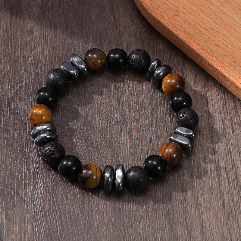Wholesale Natural Volcanic Stone Snowflake Stone Beads Bracelet