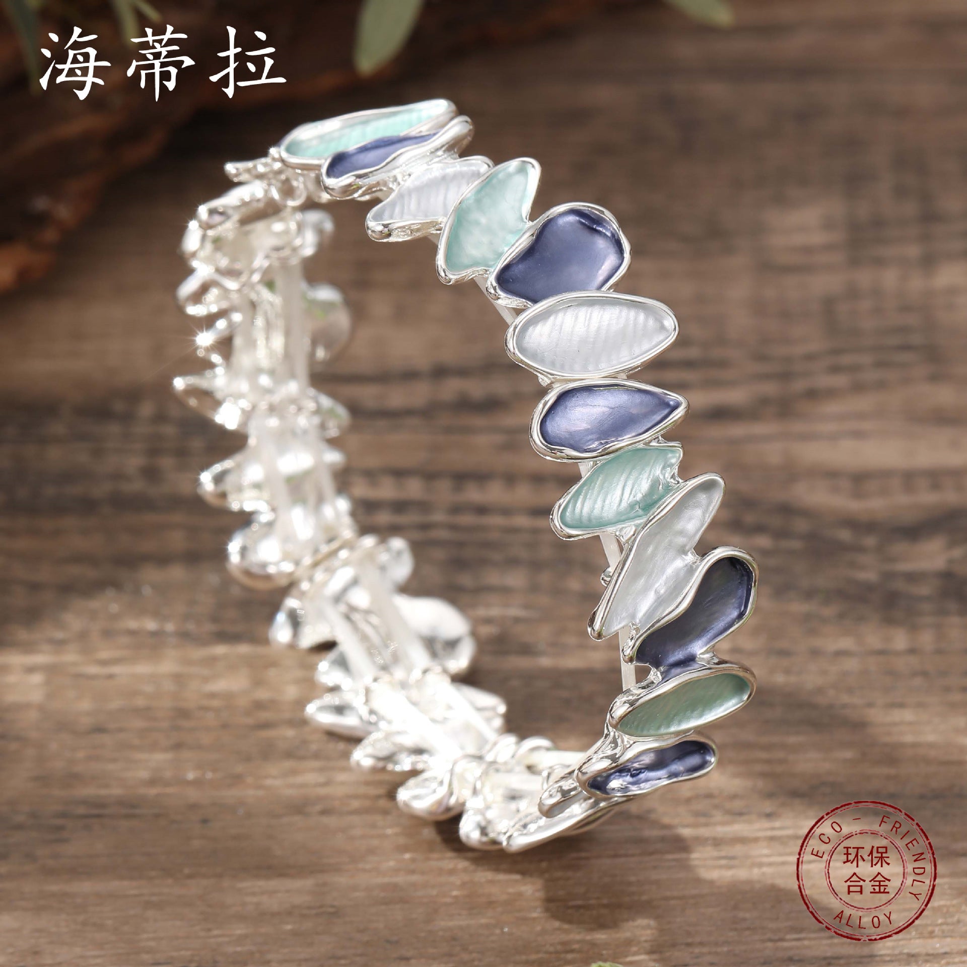 Wholesale  color painting oil geometric petal elastic bracelet