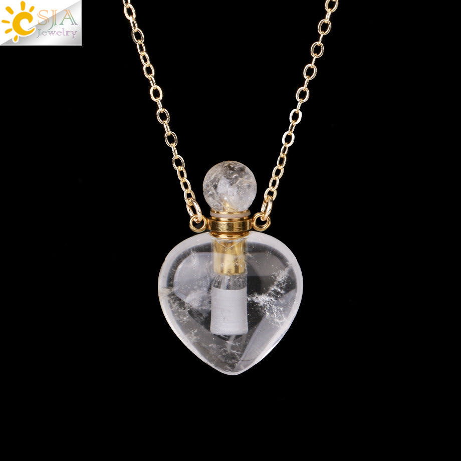Wholesale Natural Stone Crystal Perfume Bottle Necklace ACC-NE-HuaiShe001