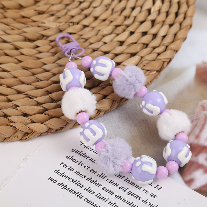 Wholesale creative letter beaded keychain