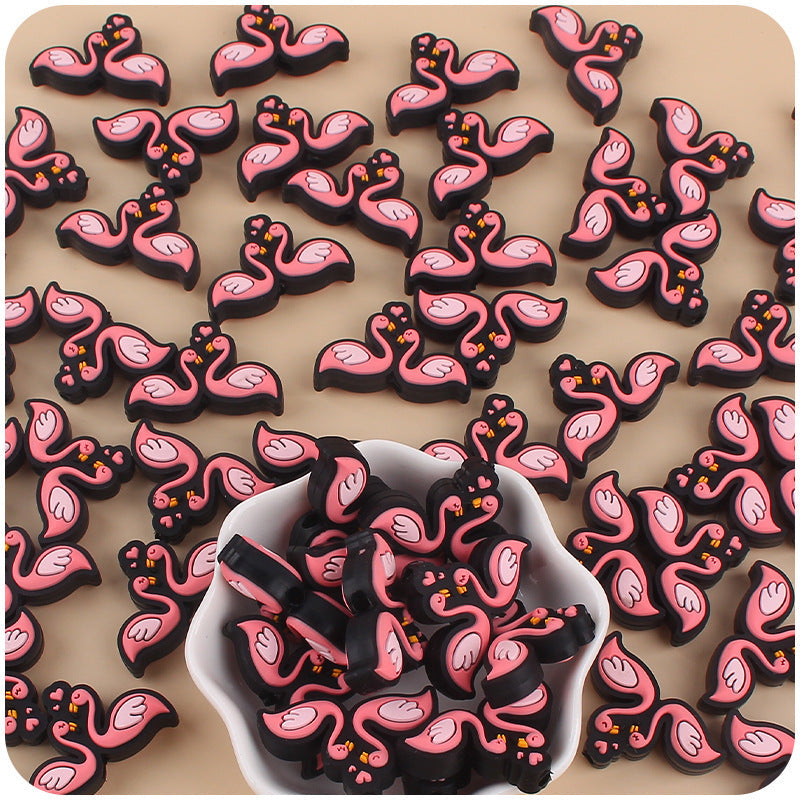 Wholesale 10pcs Valentine's Day Cartoon Love Swan Silicone Focal Beads ACC-BDS-GuangTian009