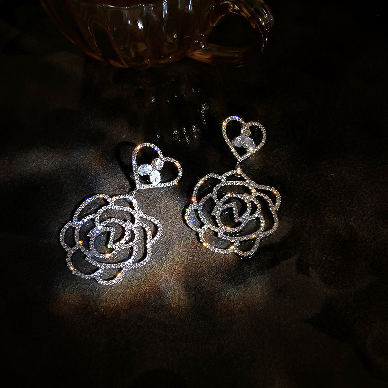 Wholesale 925 Silver Needle  Exaggerated Temperament Full Diamond Earrings