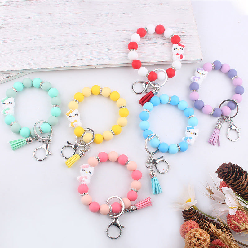 Wholesale  Cartoon Silicone Cat Wrist Keychain