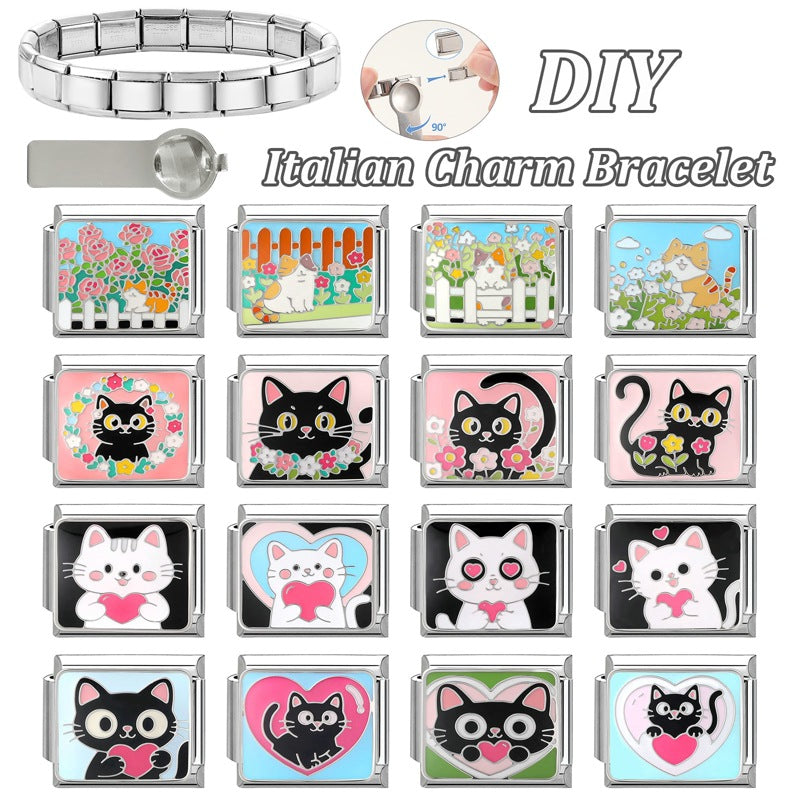Wholesale 9mm Italian Charm Starter Bracelets DIY Cute Pet Series Stainless Steel Composable Bracelet