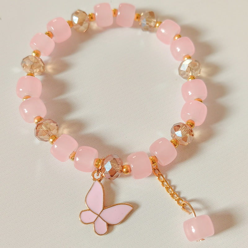 Wholesale Glass Crystal Butterfly Bracelet,  Handmade Barrel Beads Fashion Accessory for Women