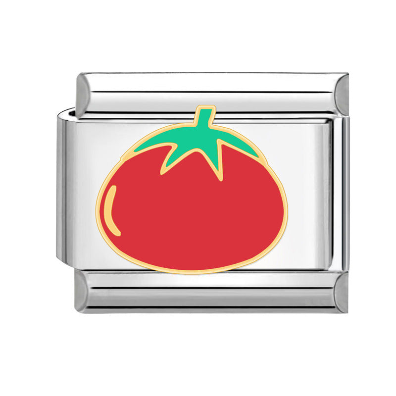 Wholesale Italian Charm Bracelet 9mm DIY Splicing Fruits and Vegetables Stainless Steel Composable Bracelet