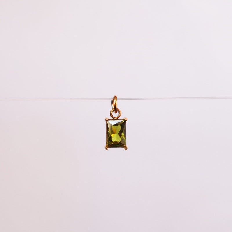 Wholesale stainless steel DIY twelve birthday stones colored zircon lock 18K gold plated pendant