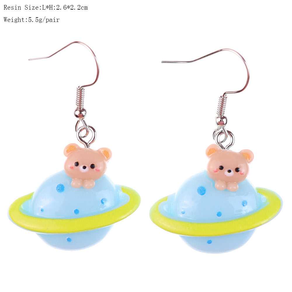 Wholesale  fun cartoon cute rocket bear star earrings