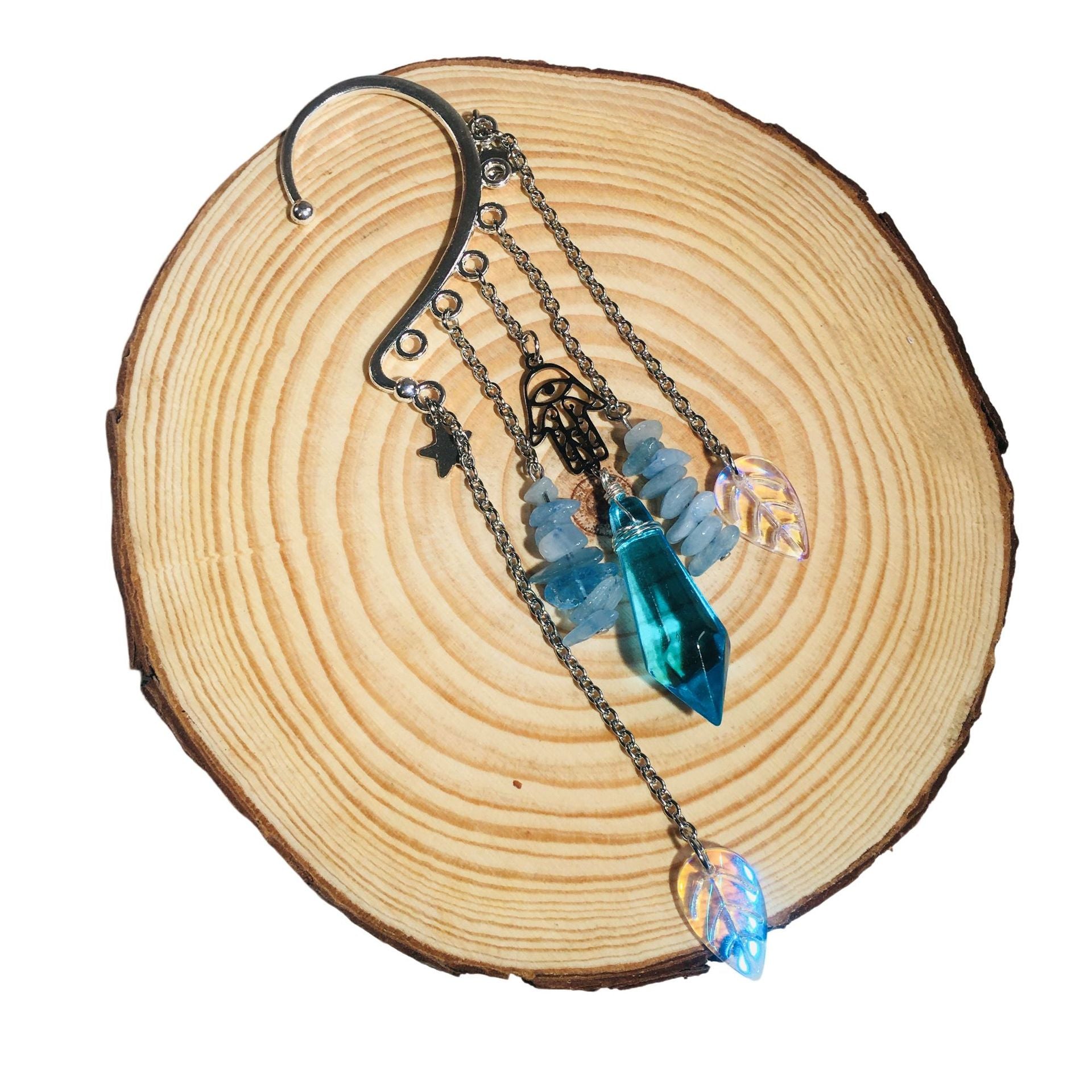 Wholesale Natural Crystal Gravel Elf Holeless Ear Hook Earrings ACC-ES-RongGuan006