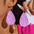 Wholesale Pink Leather Big Tear Drop Earrings