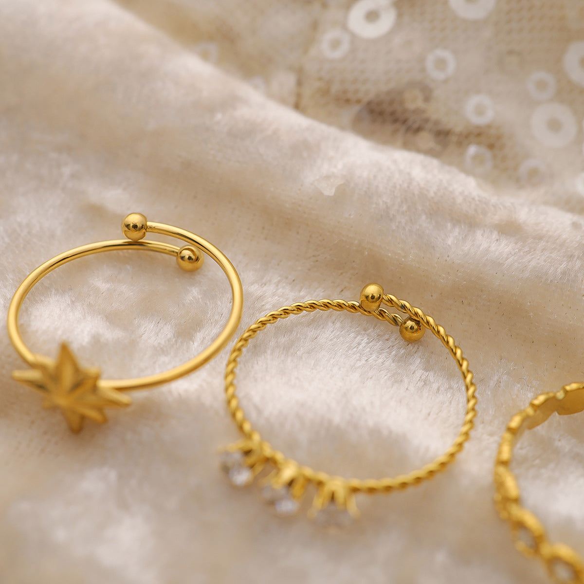 Wholesale Eight Mans Star Diamond Opening Titanium Steel Ring