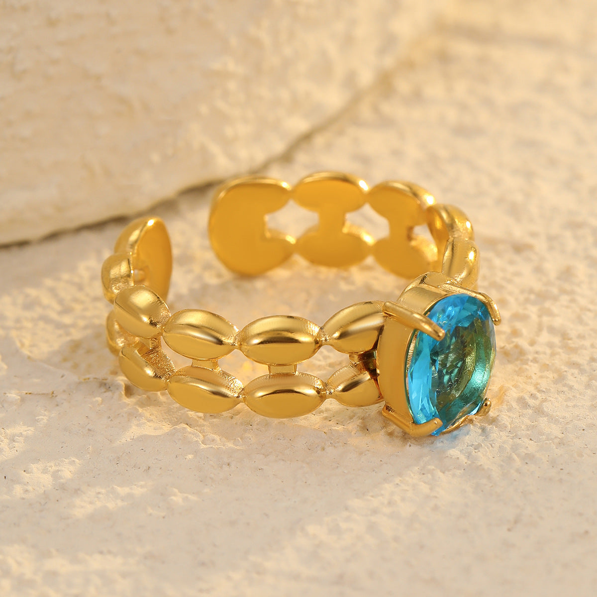 Wholesale  inlaid zircon stainless steel ring does not fade 18K gold plated rings