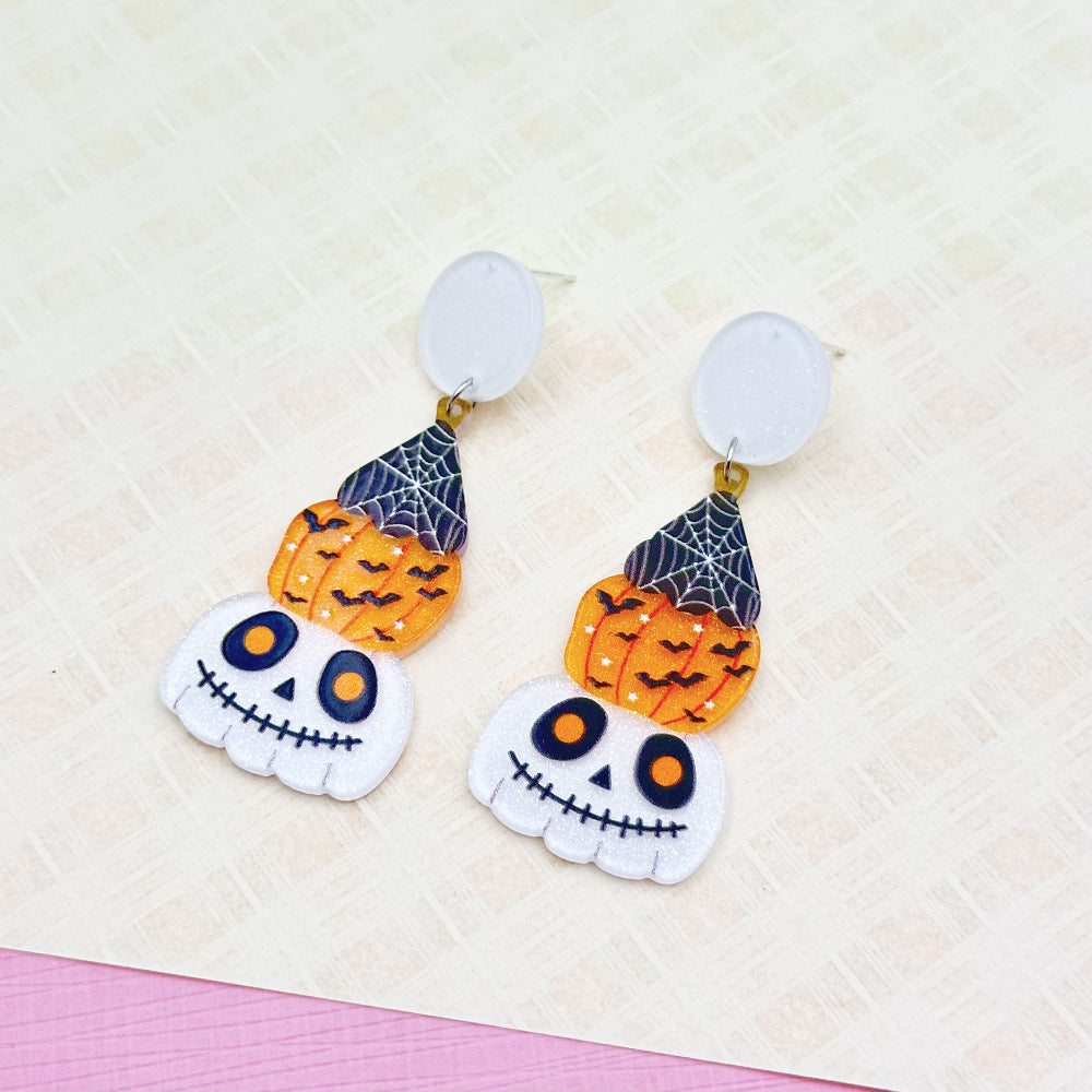 Wholesale Halloween Pumpkin Eyes Acrylic Earrings ACC-ES-Weiw003