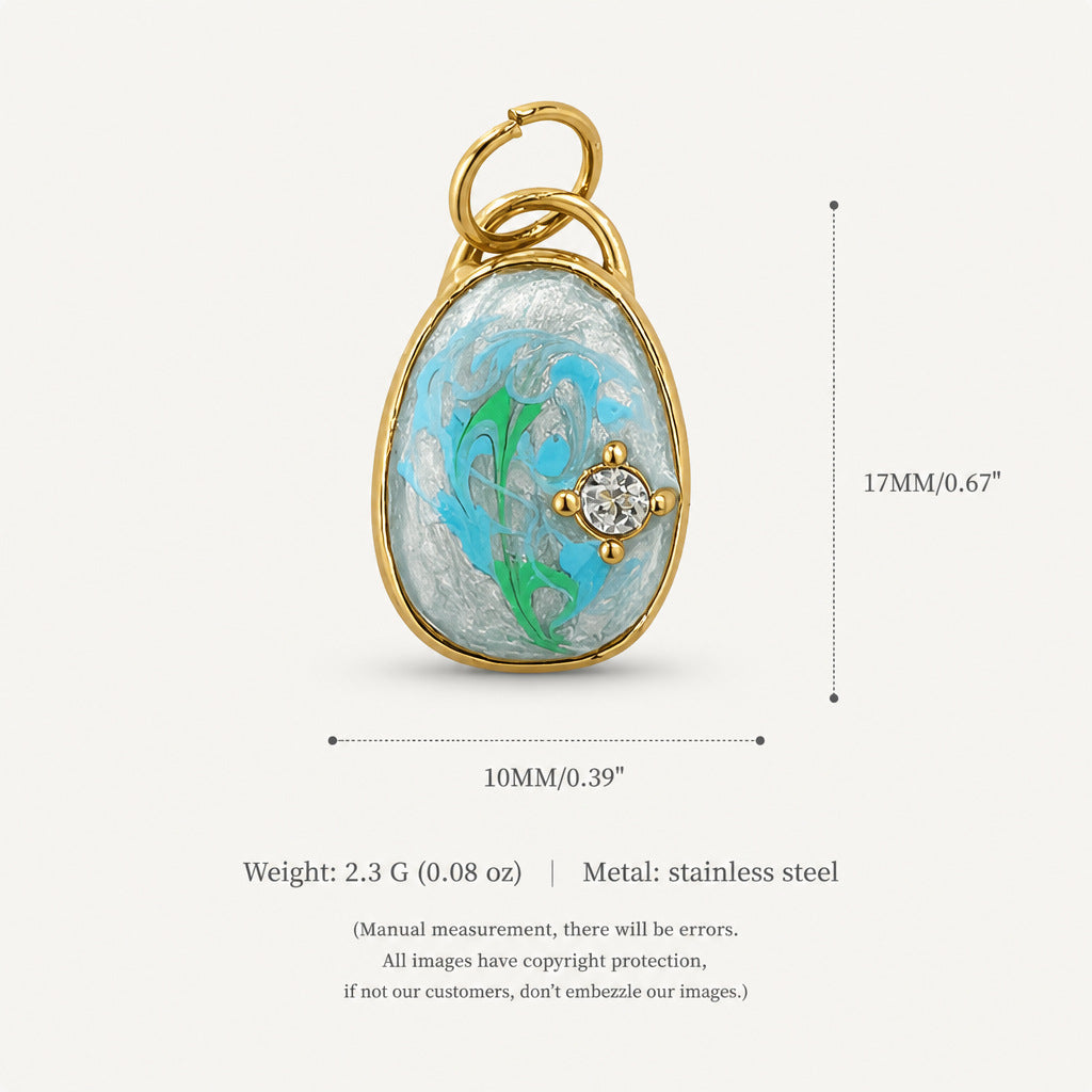 Wholesale European and American Cross-Border Simple Stainless Steel Necklace Colorfulful Zircon Heart Cloud Flower Bird DIY Color-Preserving Pendant