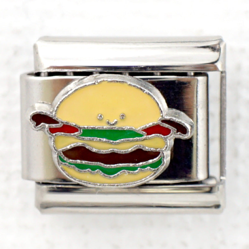 Wholesale 5pcs/pack Cartoon Italian Charms Single Section Creative Stainless Steel Composable Bracelet