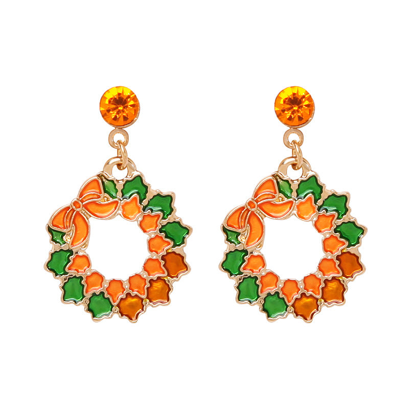 Wholesale Cartoon Alloy Oil Drop Thanksgiving Pumpkin Earrings ACC-ES-Bingl001