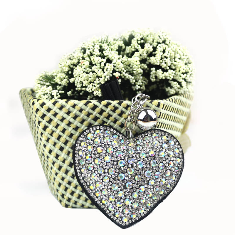 Wholesale  multi-color colored diamond inlaid heart love keychains