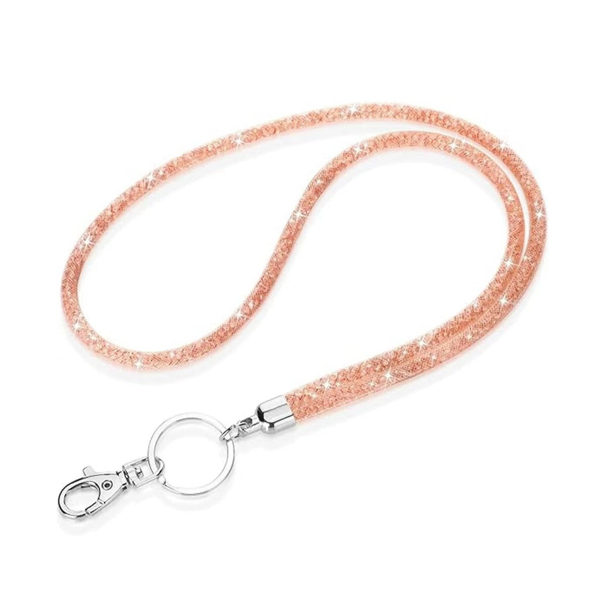 Wholesale Fishnet Rhinestone Lanyard Crystal Card Holder Lobster Keychain ACC-KC-LingYu001