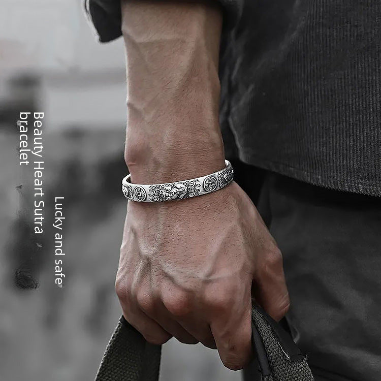 Wholesale Retro silver fortune  copper men's bracelet