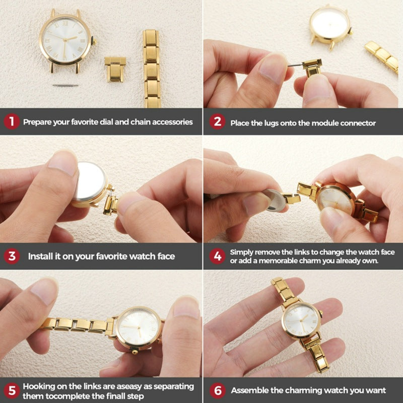Wholesale Italian Charms module accessories watch band connector 1. 0 wide bracelet DIY tool