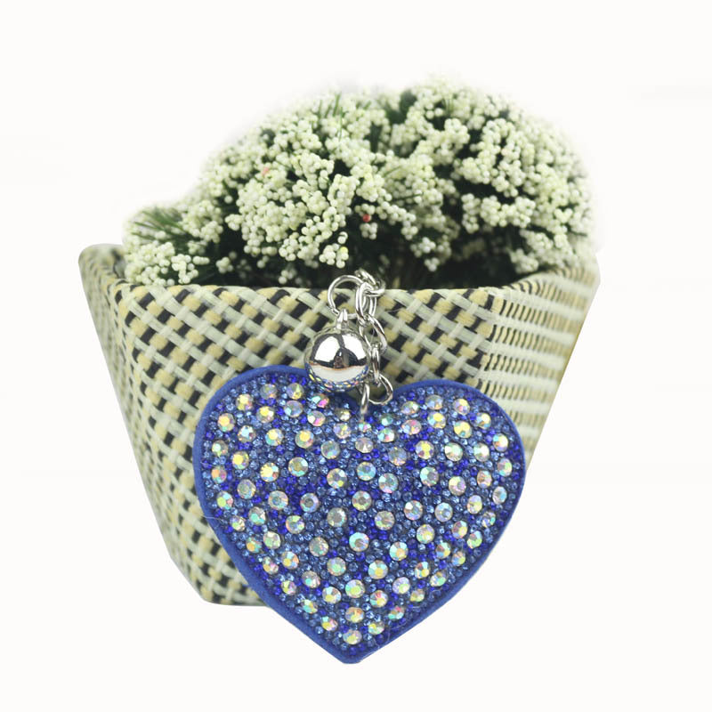Wholesale  multi-color colored diamond inlaid heart love keychains