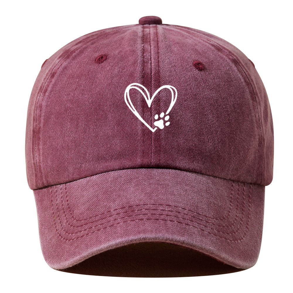 Wholesale Love Dog Paw Print Solid Color Washed Baseball Cap Hat ACC-HT-BenDe002