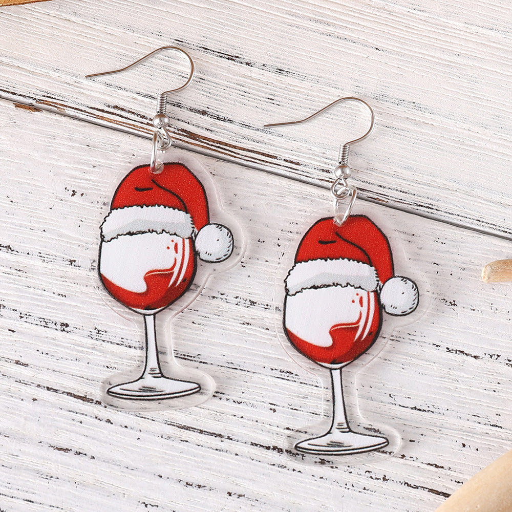 Wholesale Christmas Santa Hat Pendant Earrings Acrylic Earrings ACC-ES-ChuLian042