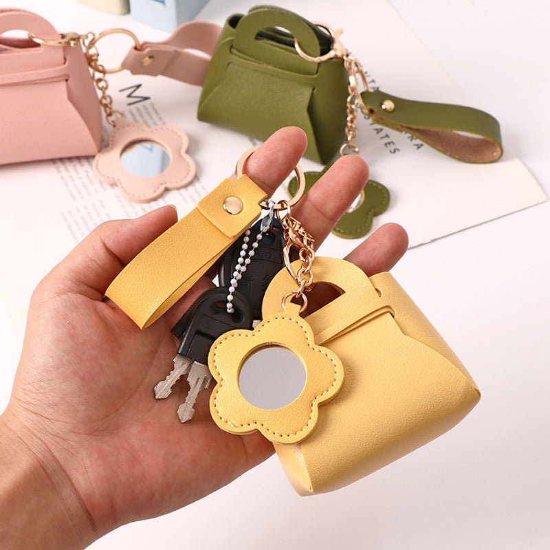 Wholesale Pink PU Purse Keychain with Mirror - Gift Bag Charm for Keys