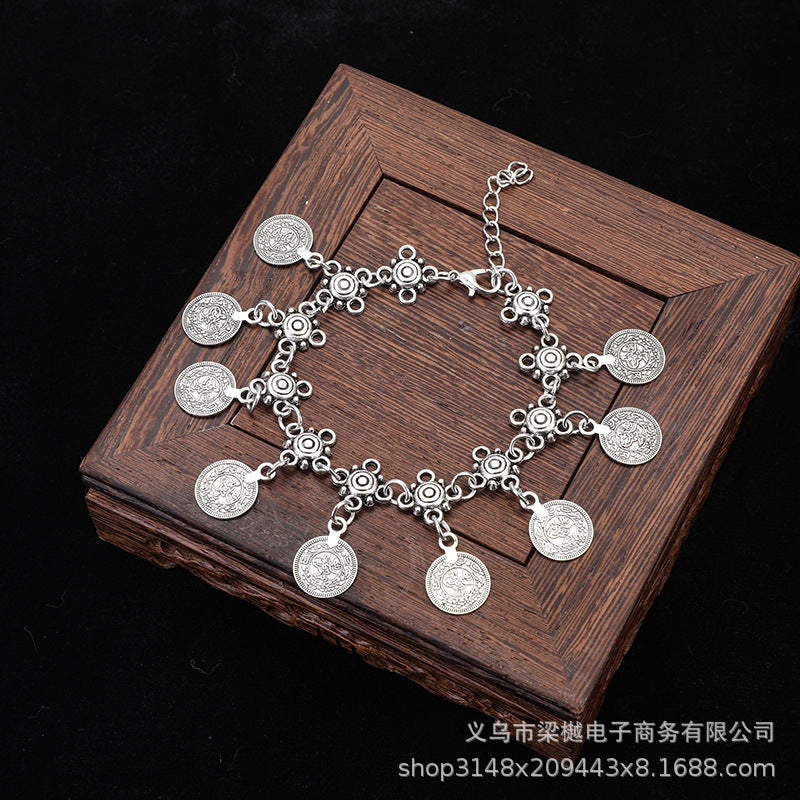 Wholesale Vintage Tassel Coin Bracelet Anklet Bohemian Ethnic Style Jewelry Fashion Accessory Gift for Resale