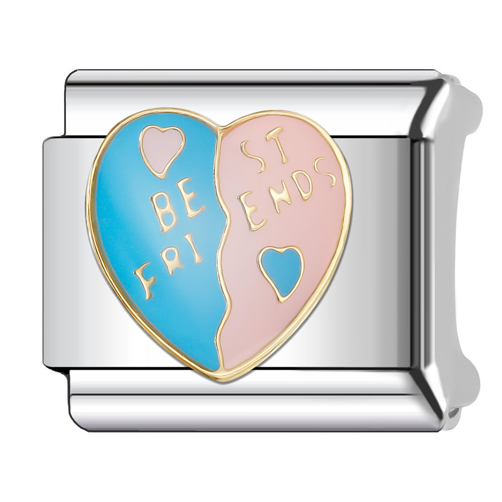 Wholesale Italian Charm Bracelet 9mm DIY Splicing Princess Couple Series Stainless Steel Composable Bracelet