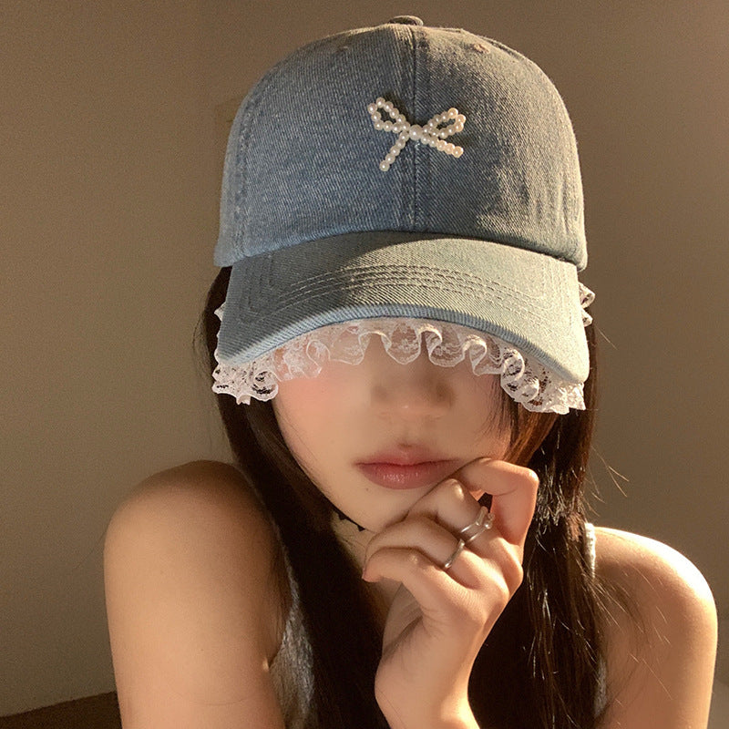 Wholesale  Lace-Trimmed Denim Baseball Cap