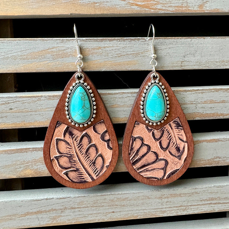 Wholesale Western genuine leather earrings