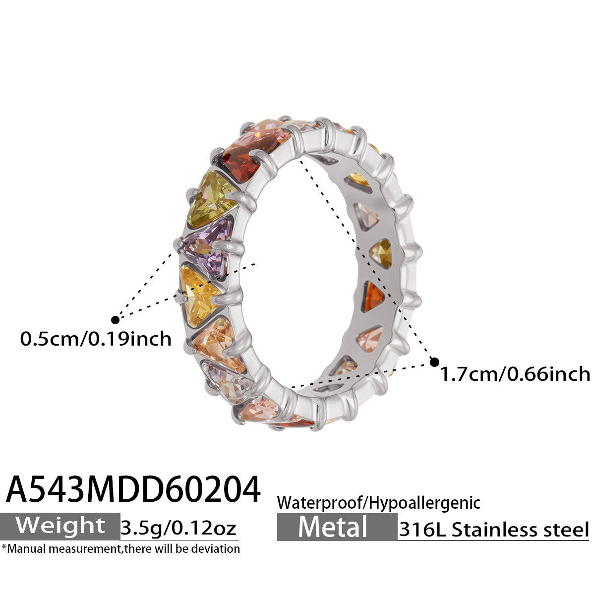 Wholesale Chic Stainless Steel Claw Set Triangle Zirconia Ring Everyday Wear Fashion Jewelry Accessory