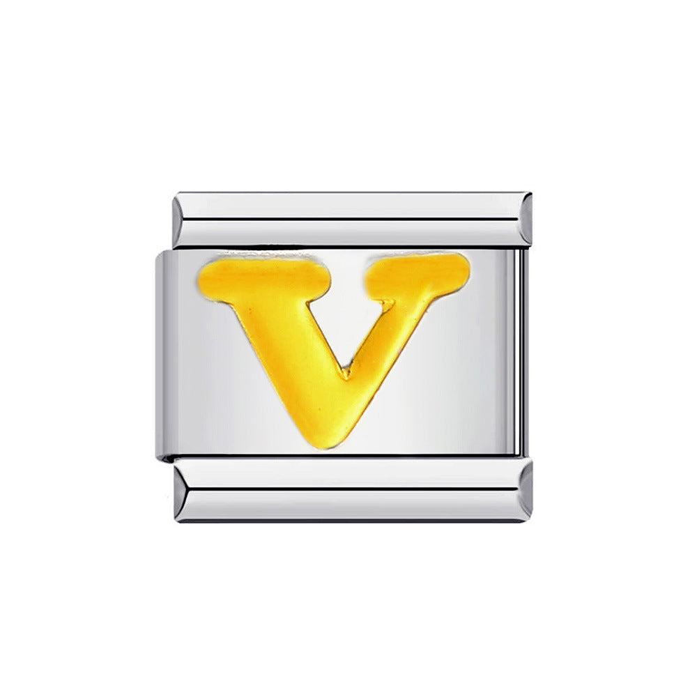 Wholesale Italian Charm Bracelet 9mm DIY Splicing Removable Gold Plated English Letters Stainless Steel Composable Bracelet