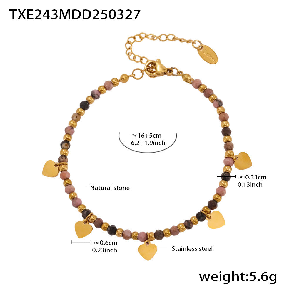 Wholesale Stainless Steel Natural Stone Handmade Beaded Necklace Bracelet Set