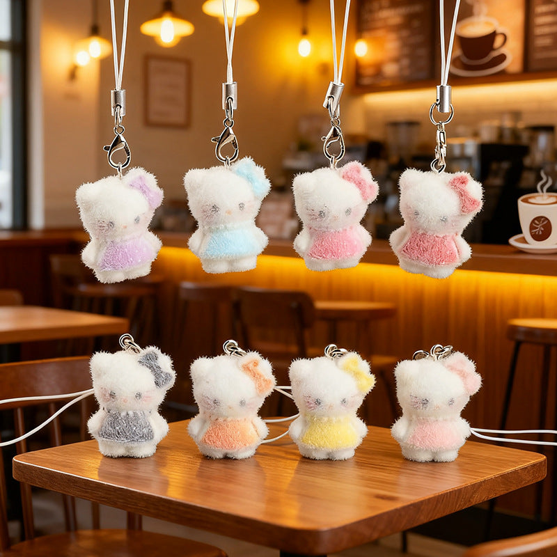 Wholesale Resin flocked cute 3D keychain