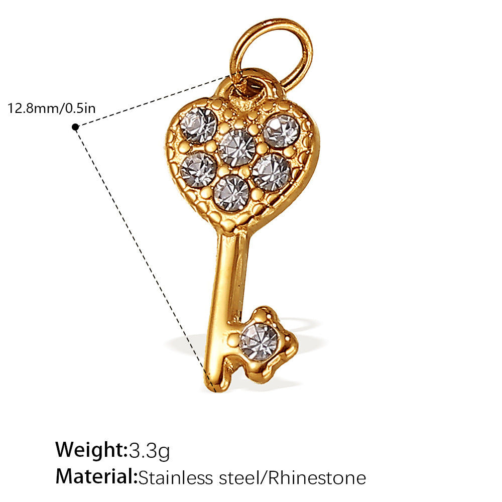 Wholesale Diamond-Encrusted Key Lock Stainless Steel Pendant Accessories