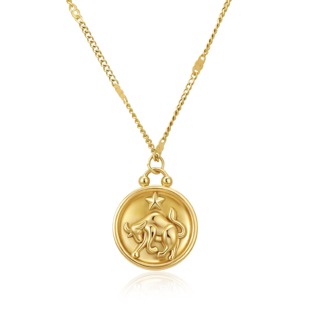 Wholesale Stainless Steel Zodiac Pendant Necklace