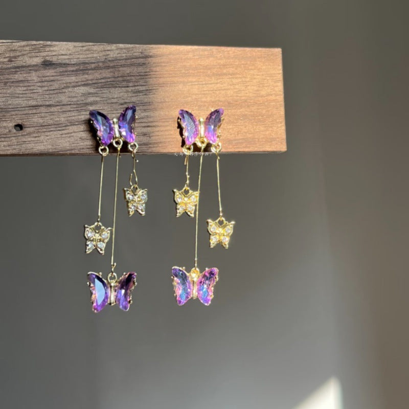 Wholesale Vintage Style Spring Butterfly Tassel Earrings