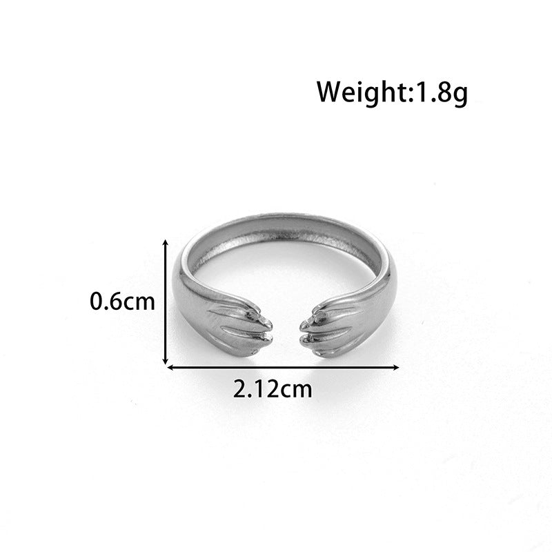 Wholesale  Titanium Steel Advanced Sense Personality Butterfly Chain Opening Adjustable Ring